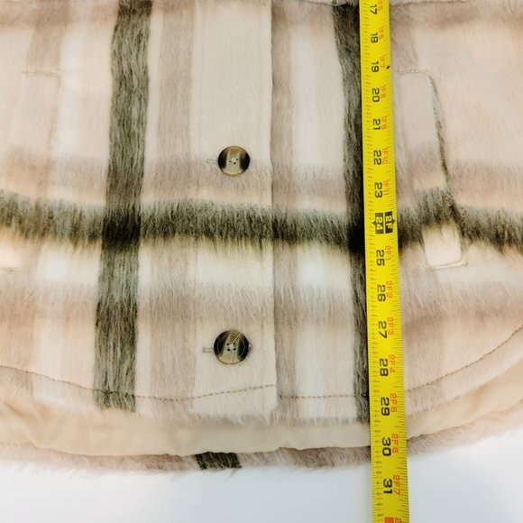American Eagle Size Small Brushed Plaid Oversized Shacket Jacket Cream NWT $90 - Picture 15 of 16